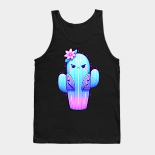 Angry Cactus Funny Western Kawaii Vaporwave Pastel Tank Top